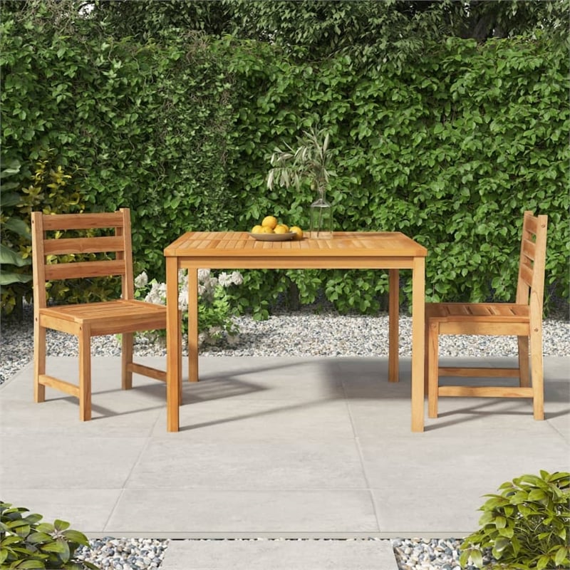 Afuera Living Solid Teak Wood 3 Piece Set Garden Dining Set in Brown
