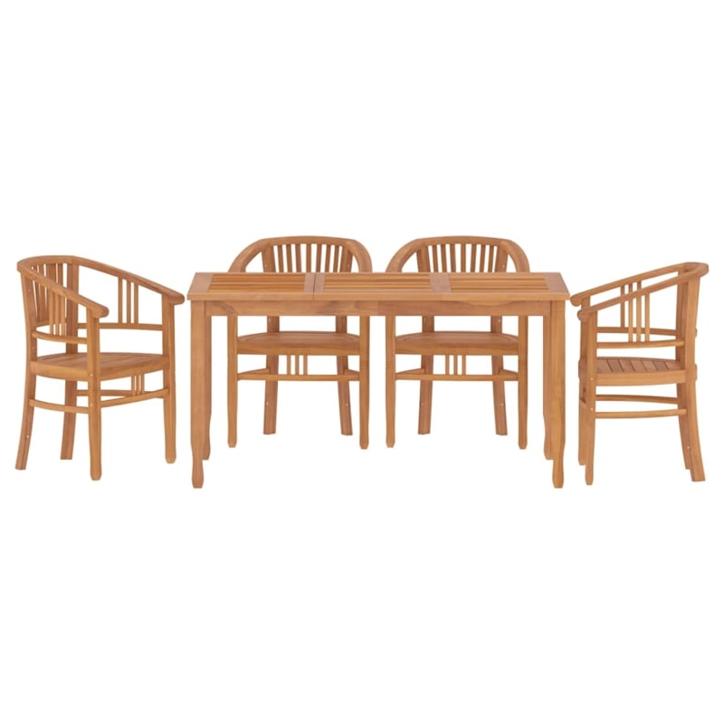 Afuera Living Solid Teak Wood Sturdy Garden Dining Set in Brown/Teak