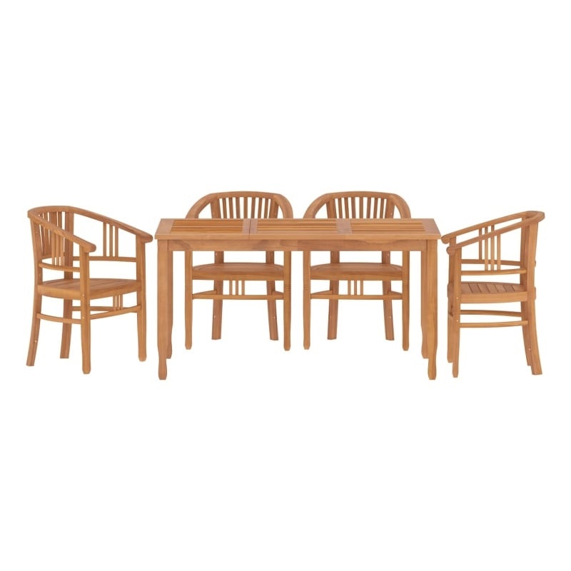 Afuera Living Solid Teak Wood Sturdy Garden Dining Set in Brown/Teak