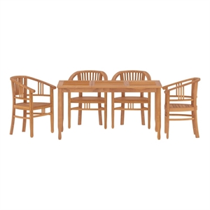 Afuera Living Solid Teak Wood Sturdy Garden Dining Set in Brown/Teak