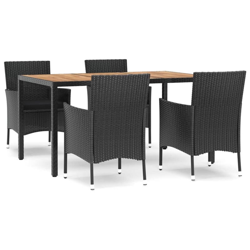 Afuera Living Poly Rattan Large Patio Dining Set in Black - Set of 4