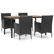 Afuera Living Poly Rattan Large Patio Dining Set in Black - Set of 4