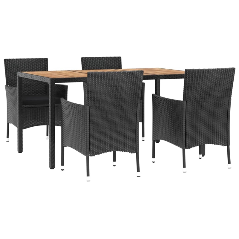 Afuera Living Poly Rattan Large Patio Dining Set in Black - Set of 4