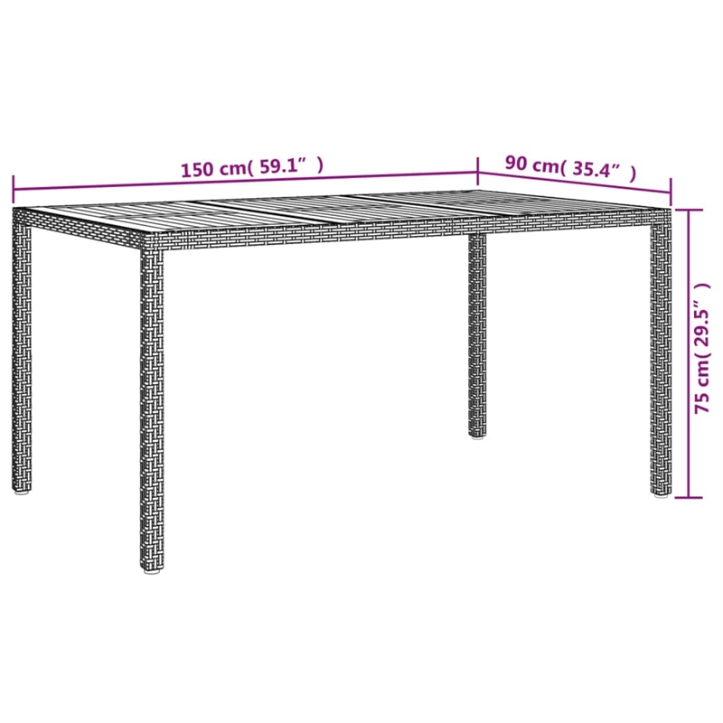 Afuera Living Poly Rattan Large Patio Dining Set in Black - Set of 4