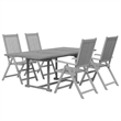 Afuera Living Solid Acacia Wood Extendable Garden Dining Set in Gray