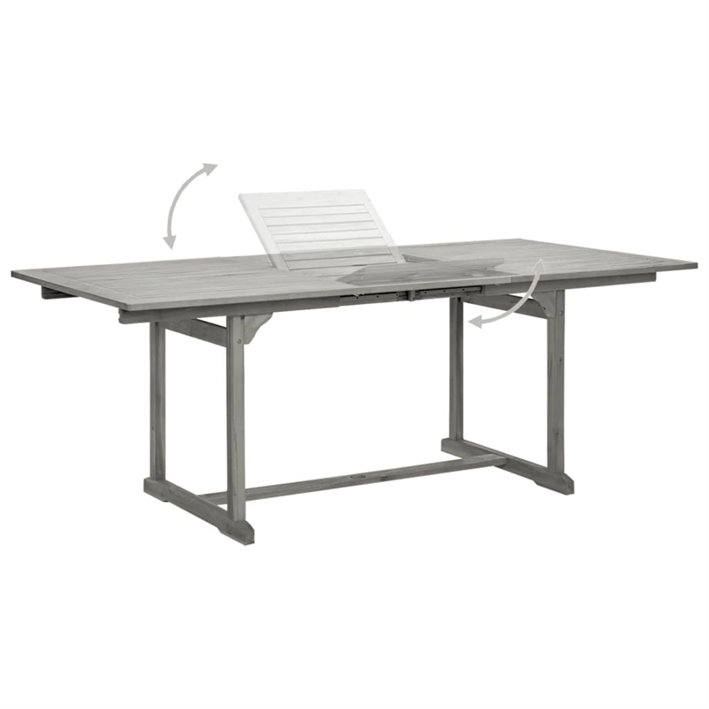Afuera Living Solid Acacia Wood Extendable Garden Dining Set in Gray