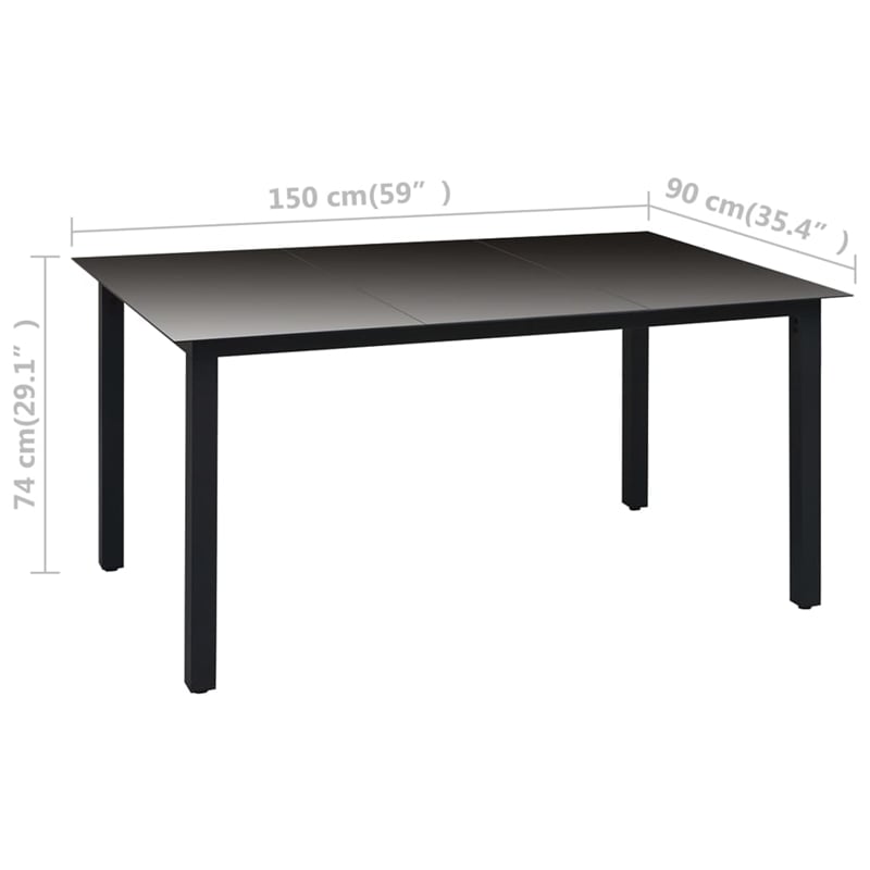 Afuera Living PE Rattan/Aluminum/WPC Large Dining Set in Black/Brown