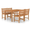 Afuera Living Solid Teak Wood Medium Garden Dining Set in Warm Brown