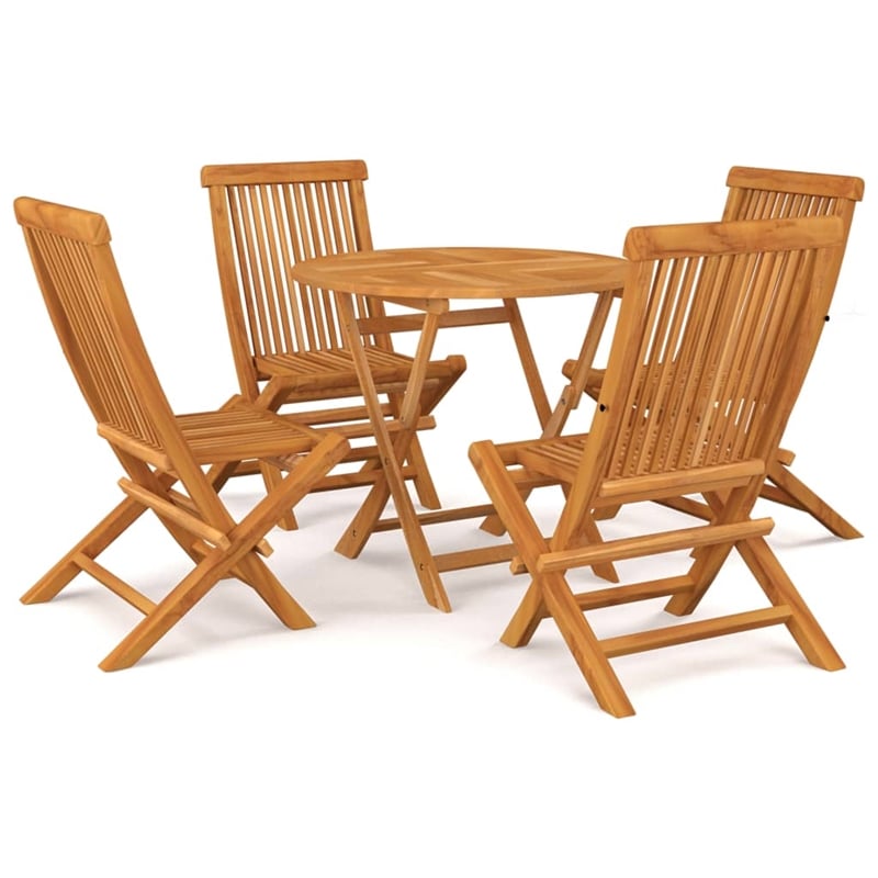 Afuera Living Solid Teak Wood Medium Garden Dining Set in Warm Brown