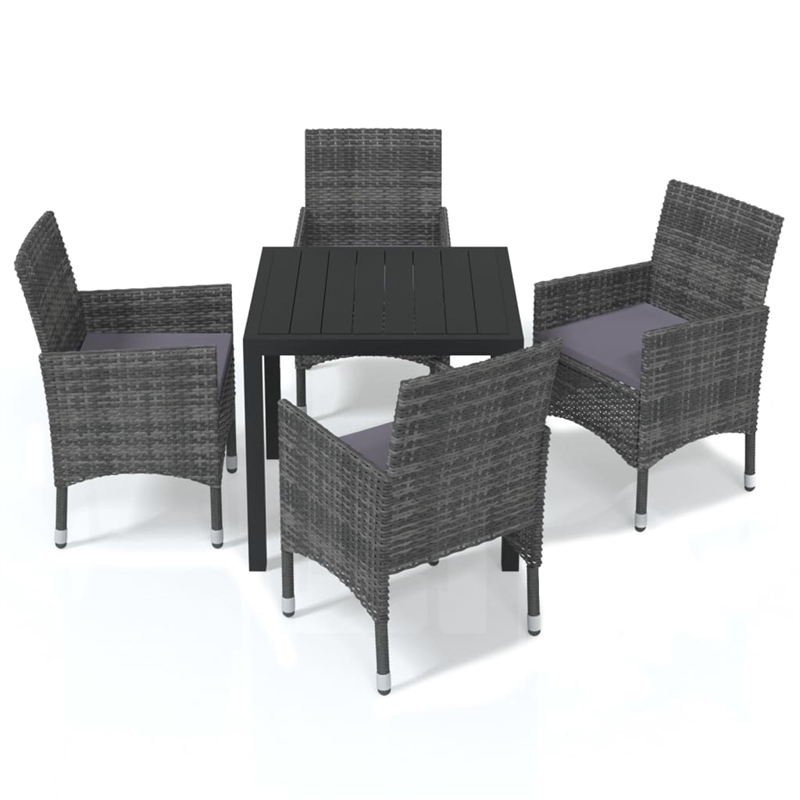 Afuera Living Dining Set in Table Black/Chair Gray/Cushion Dark Gray