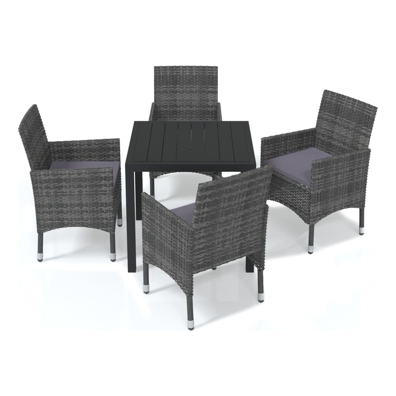 Afuera Living Dining Set in Table Black/Chair Gray/Cushion Dark Gray