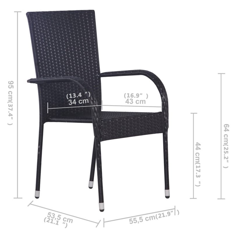 Afuera Living Solid Acacia Wood Medium Stackable Dining Set in Black