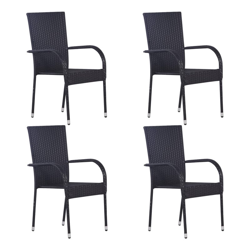 Afuera Living Solid Acacia Wood Medium Stackable Dining Set in Black