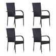 Afuera Living Solid Acacia Wood Medium Stackable Dining Set in Black