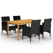 Afuera Living Solid Acacia Wood Medium Stackable Dining Set in Black