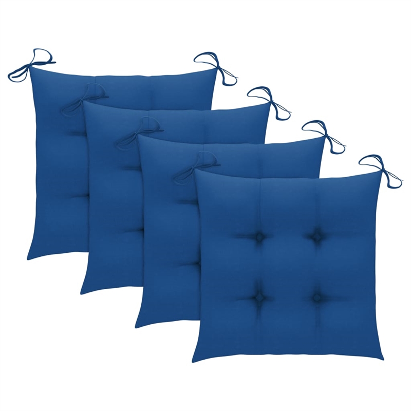 Afuera Living Patio Dining Set Bamboo Color/Blue Cushions - Set of 4