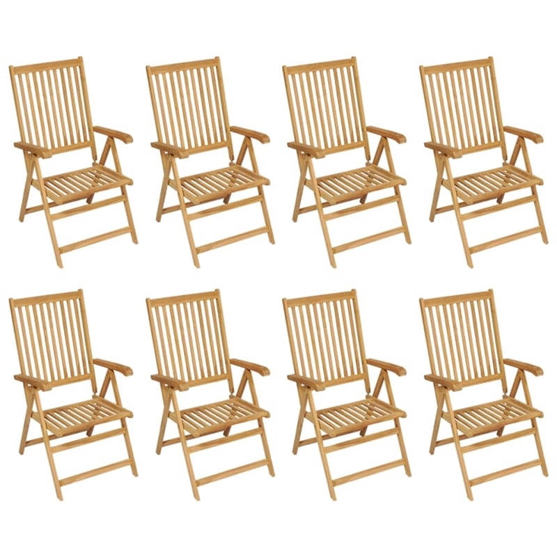 Afuera Living Teak Wood Large Foldable Garden Dining Set in Warm Teak Brown