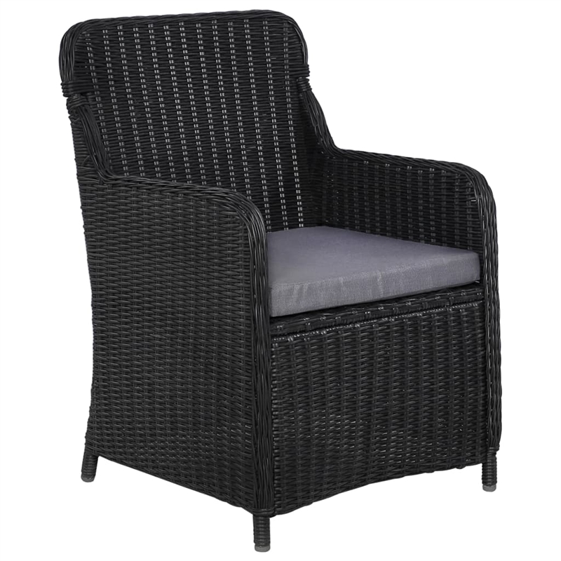 Afuera Living Dining Set in Black PE Rattan/Acacia Wood/Powder-Coated Steel