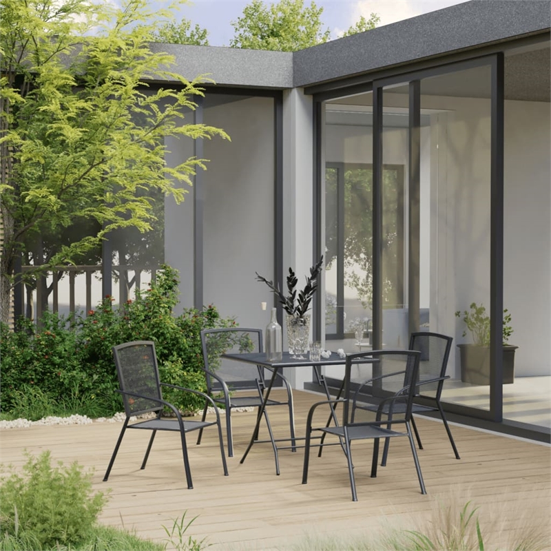 Afuera Living Steel With E-Coated & Powder-Coated Dining Set in Anthracite/Gray