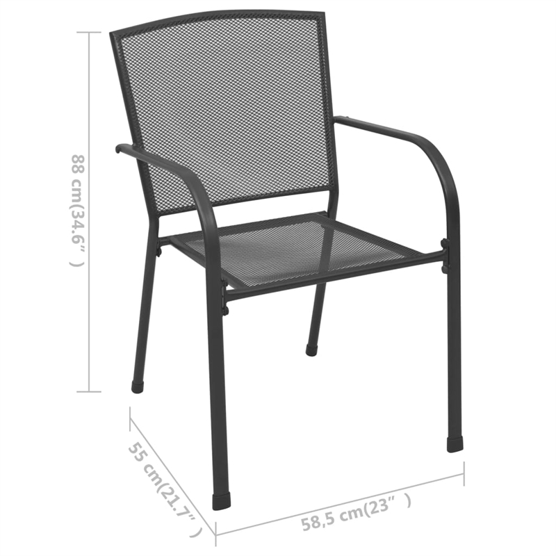 Afuera Living Steel With E-Coated & Powder-Coated Dining Set in Anthracite/Gray
