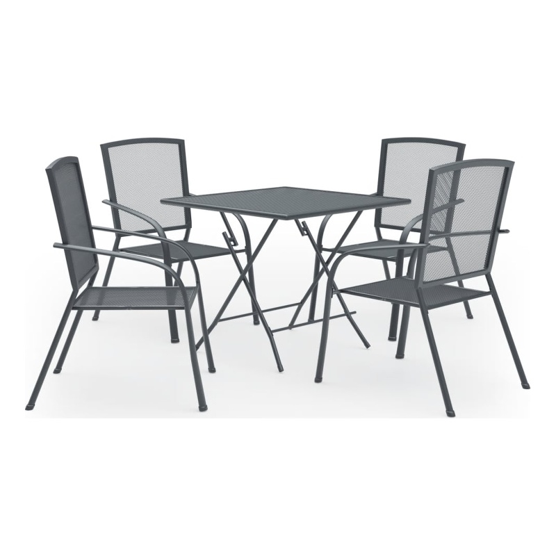 Afuera Living Steel With E-Coated & Powder-Coated Dining Set in Anthracite/Gray