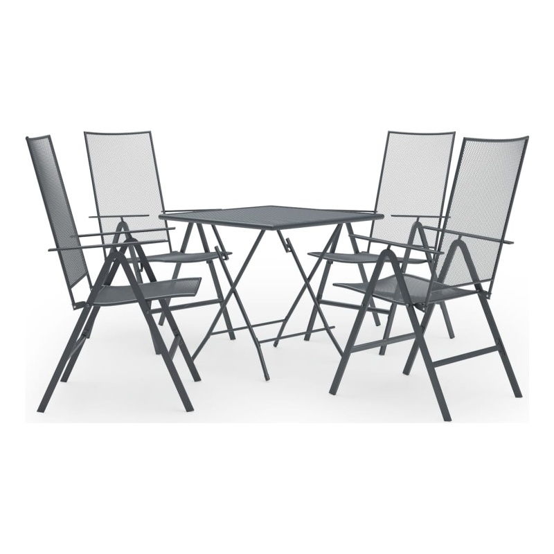 Afuera Living Steel With E-Coated & Powder-Coated Dining Set in Anthracite/Gray