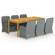 Afuera Living Solid Acacia Wood Large Removable Covers Dining Set in Light Gray