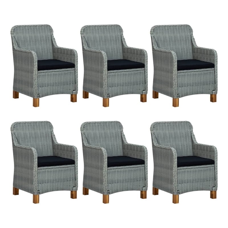 Afuera Living Solid Acacia Wood Large Removable Covers Dining Set in Light Gray