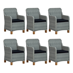 Afuera Living Solid Acacia Wood Large Removable Covers Dining Set in Light Gray