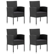 Afuera Living PE Rattan/Steel/Glass/Polyester Medium Garden Dining Set in Black
