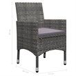 Afuera Living Dining Set in Gray Poly Rattan/Tempered Glass/Powder-Coated Steel