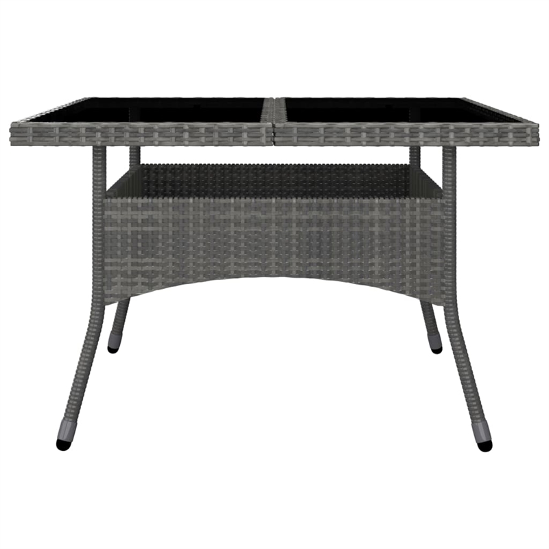 Afuera Living Dining Set in Gray Poly Rattan/Tempered Glass/Powder-Coated Steel