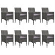 Afuera Living Dining Set in Gray Poly Rattan/Tempered Glass/Powder-Coated Steel
