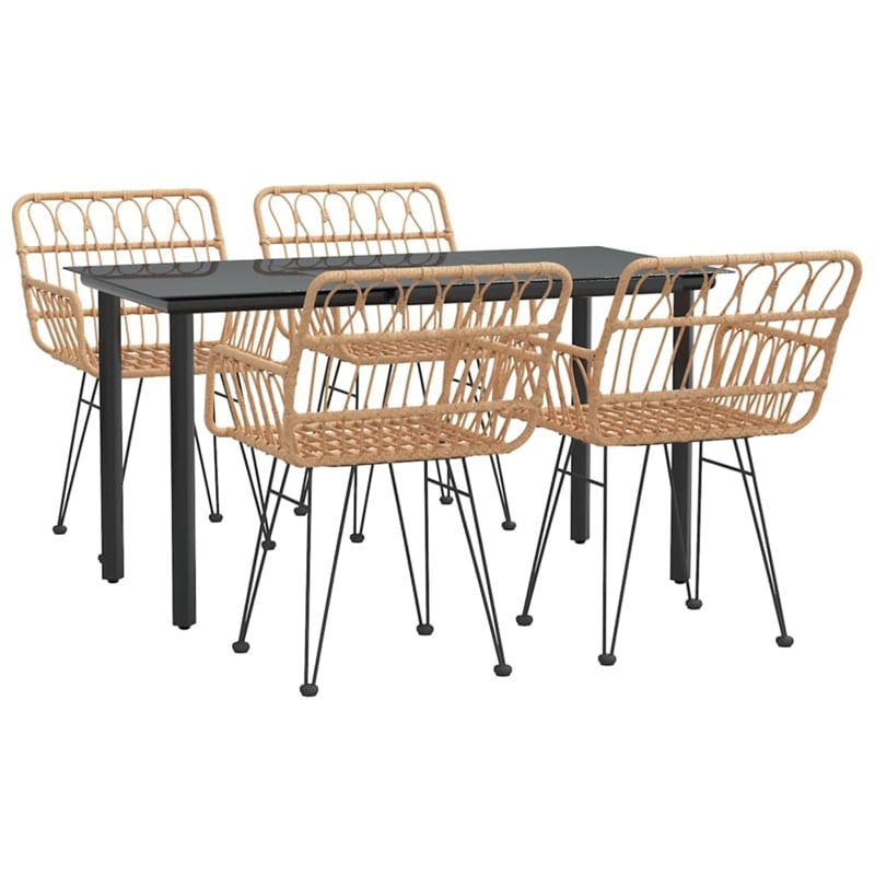 Afuera Living Rattan & Steel Medium Garden Dining Set in Black/Brown