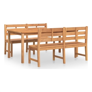 Afuera Living Teak Wood Standard Durable Garden Dining Set in Natural/Brown