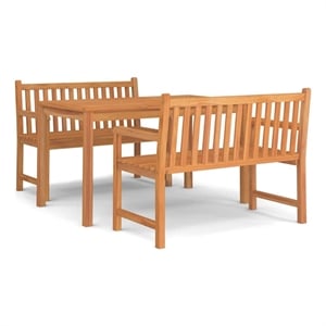 Afuera Living Fine Sanded Teak Hardwood Medium Garden Dining Set in Brown