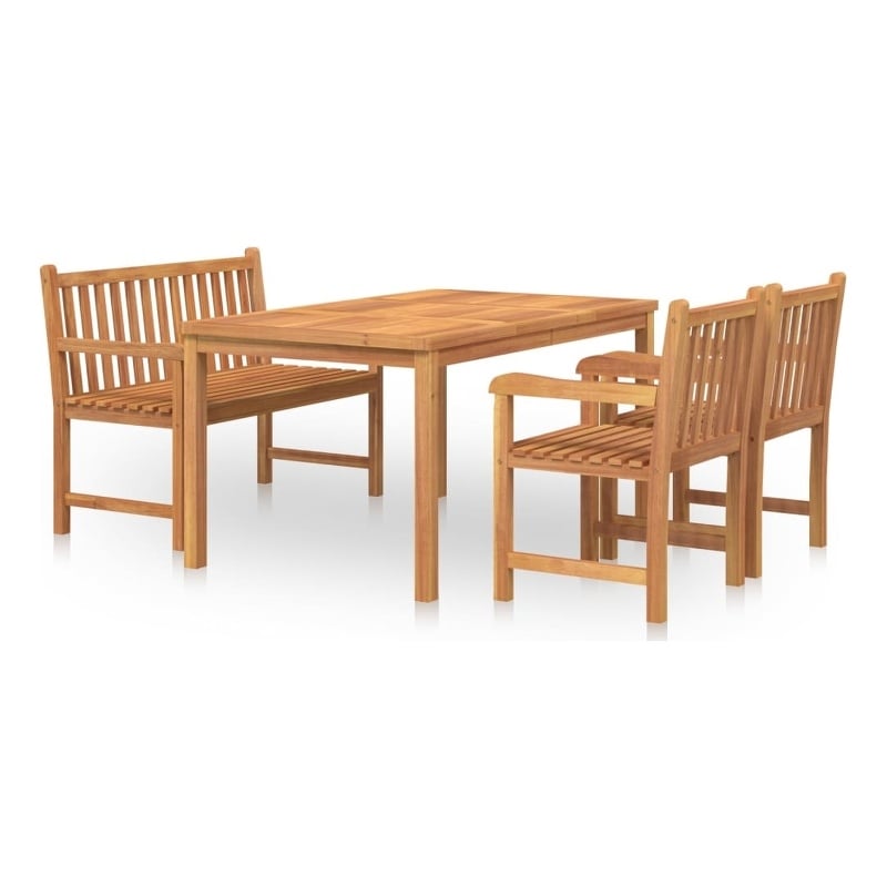 Afuera Living Fine Sanded Teak Hardwood Medium Garden Dining Set in Brown