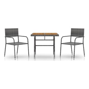 Afuera Living PE Rattan/Steel/Acacia Wood Medium Outdoor Dining Set in Gray
