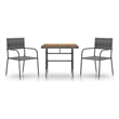 Afuera Living PE Rattan/Steel/Acacia Wood Medium Outdoor Dining Set in Gray