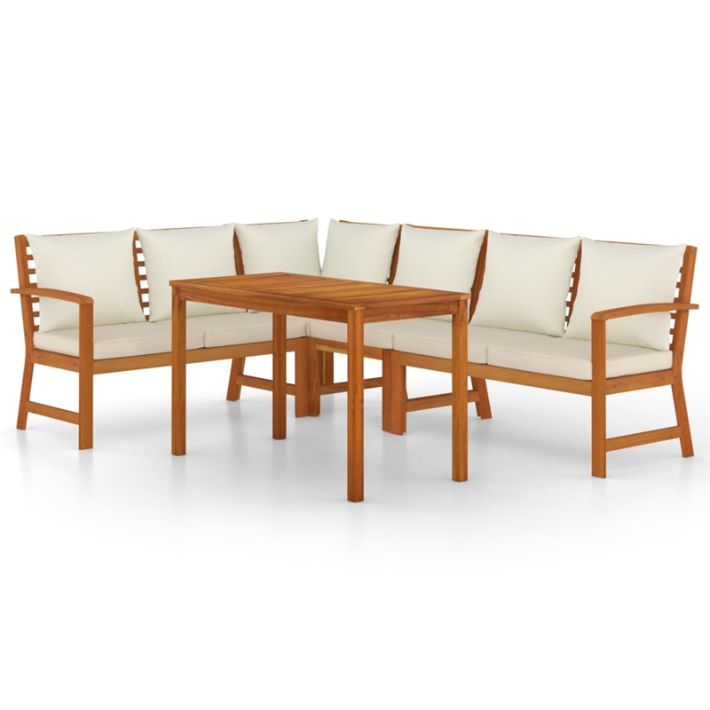 Afuera Living Solid Acacia Wood Standard Modular Patio Dining Set Natural/Brown