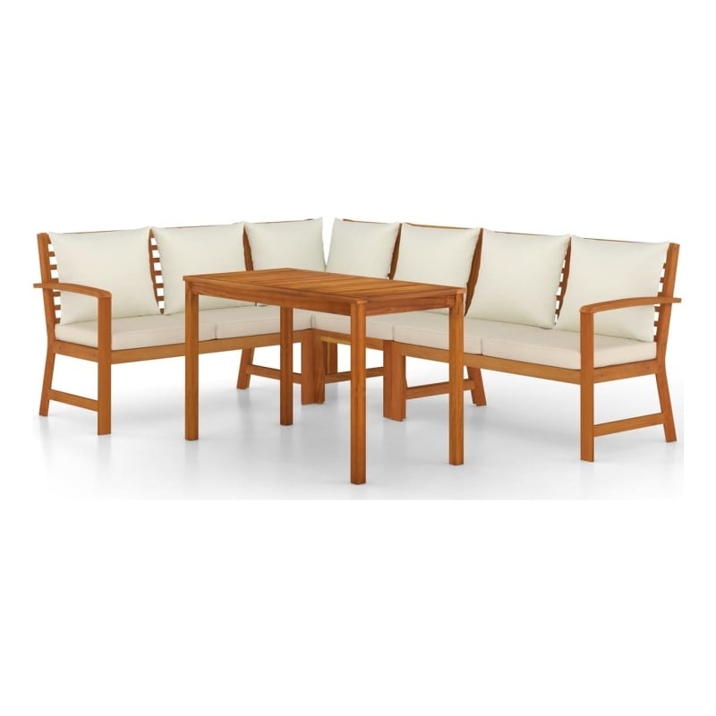 Afuera Living Solid Acacia Wood Standard Modular Patio Dining Set Natural/Brown