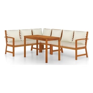Afuera Living Solid Acacia Wood Standard Modular Patio Dining Set Natural/Brown