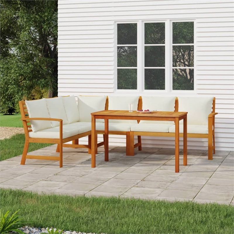 Afuera Living Solid Acacia Wood Standard Modular Patio Dining Set Natural/Brown