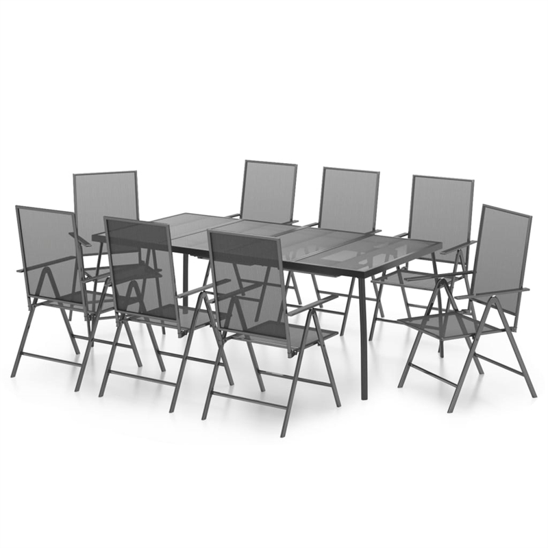 Afuera Living Powder-Coated Steel Standard Garden Dining Set in Anthracite/Gray