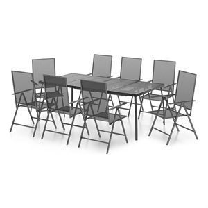 Afuera Living Powder-Coated Steel Standard Garden Dining Set in Anthracite/Gray
