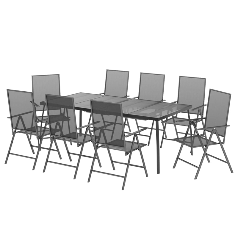 Afuera Living Powder-Coated Steel Standard Garden Dining Set in Anthracite/Gray