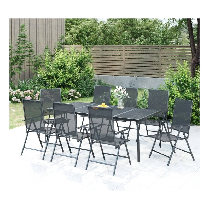 Afuera Living Powder-Coated Steel Standard Garden Dining Set in Anthracite/Gray