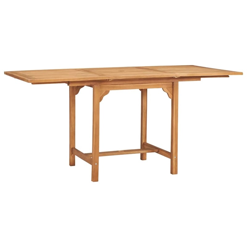 Afuera Living Solid Teak Wood Medium Extendable Garden Dining Set in Warm Brown