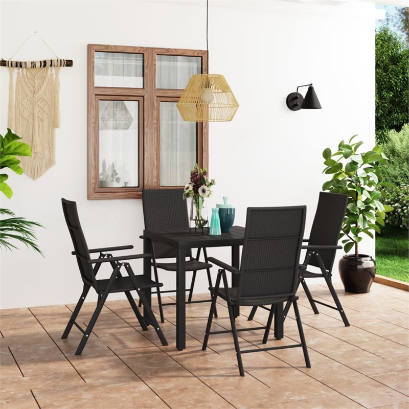 Afuera Living Contemporary Standard Foldable Garden Dining Set in Black