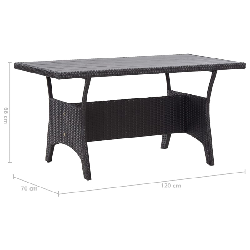 Afuera Living PE Rattan Medium Rectangular Dining Set in Black